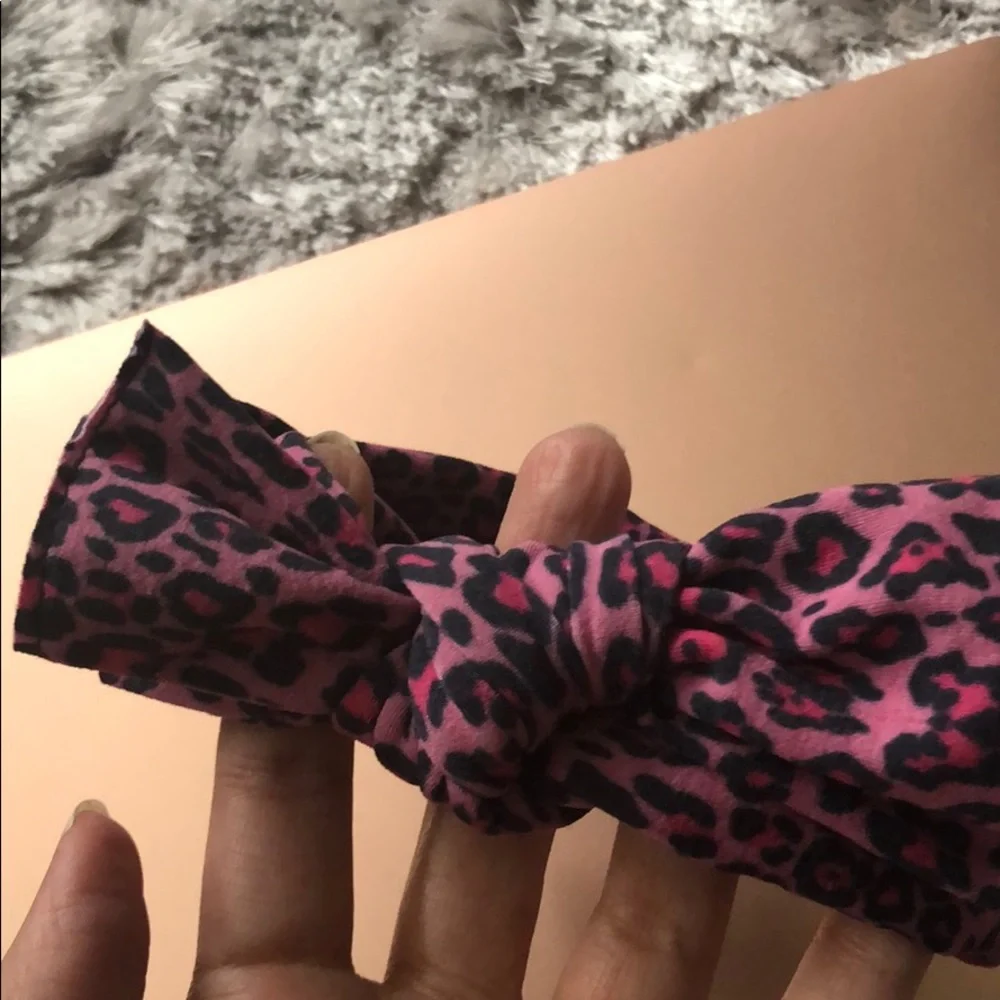 Baby bling hot pink leopard printed knot headband